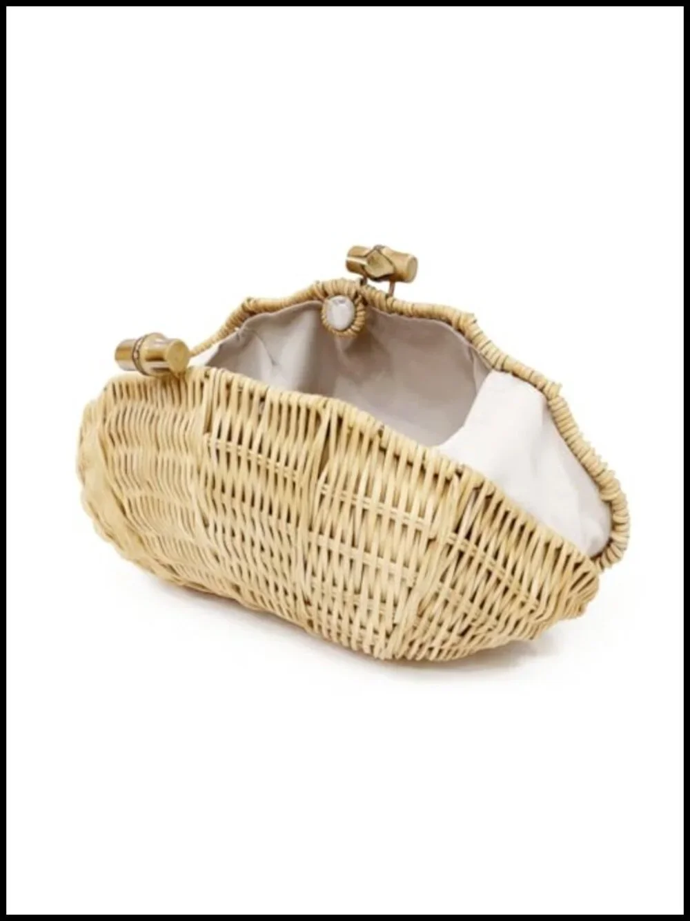 Handwoven Rattan Clutch Purse Women Summer Beach Straw Bag Shell Shape Magnetic